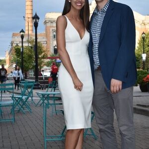 Dress the Population white midi dress